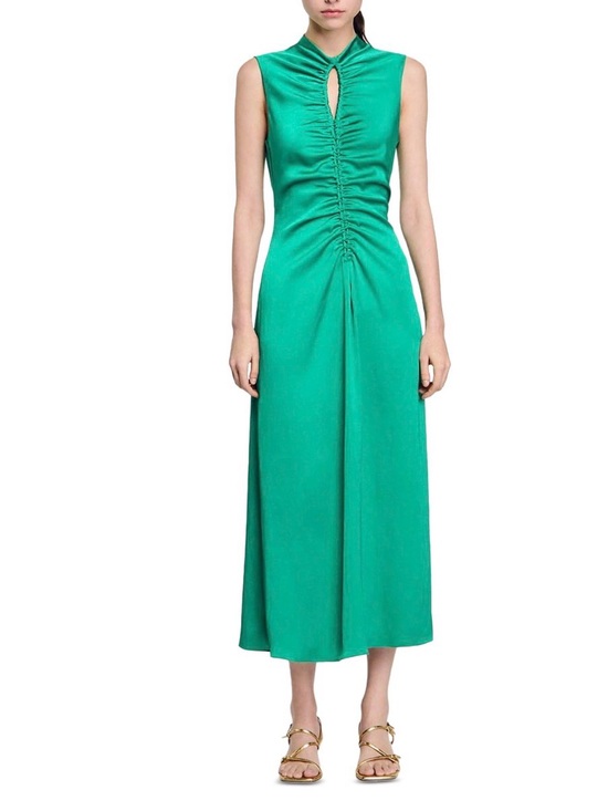 Sandro Dresses & Skirts - Sandro Titanic Emerald Ruched Front Sleeveless Maxi Dress size 42 us 10 NWT